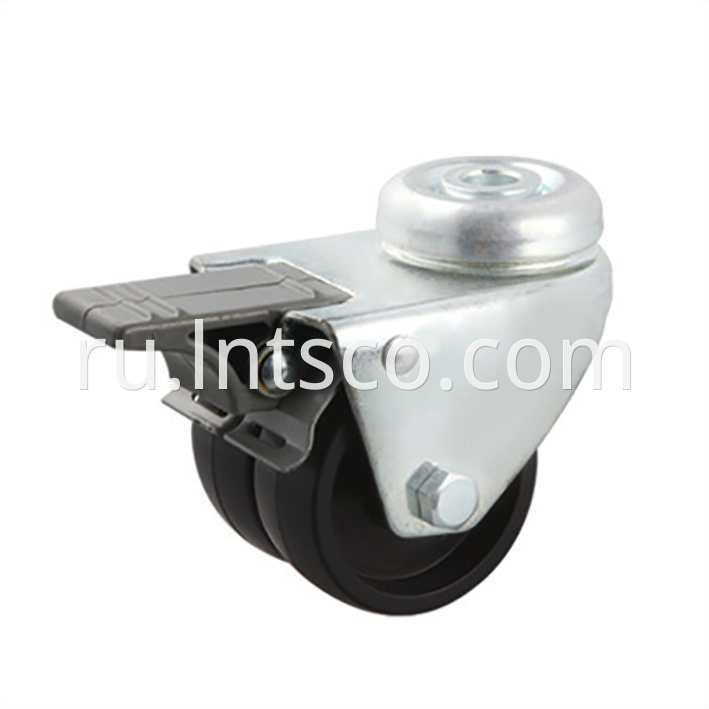 Bolt Hole Dual-wheel Brake Casters with PVC Wheels